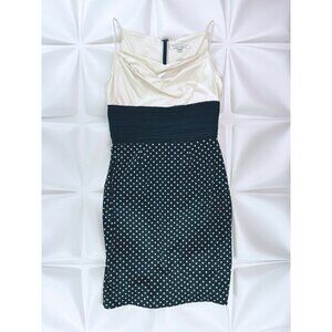 Chetta B Sherri Bloom Peter Noviello Sz 8 Stretch SILK Satin Dress Formal Black